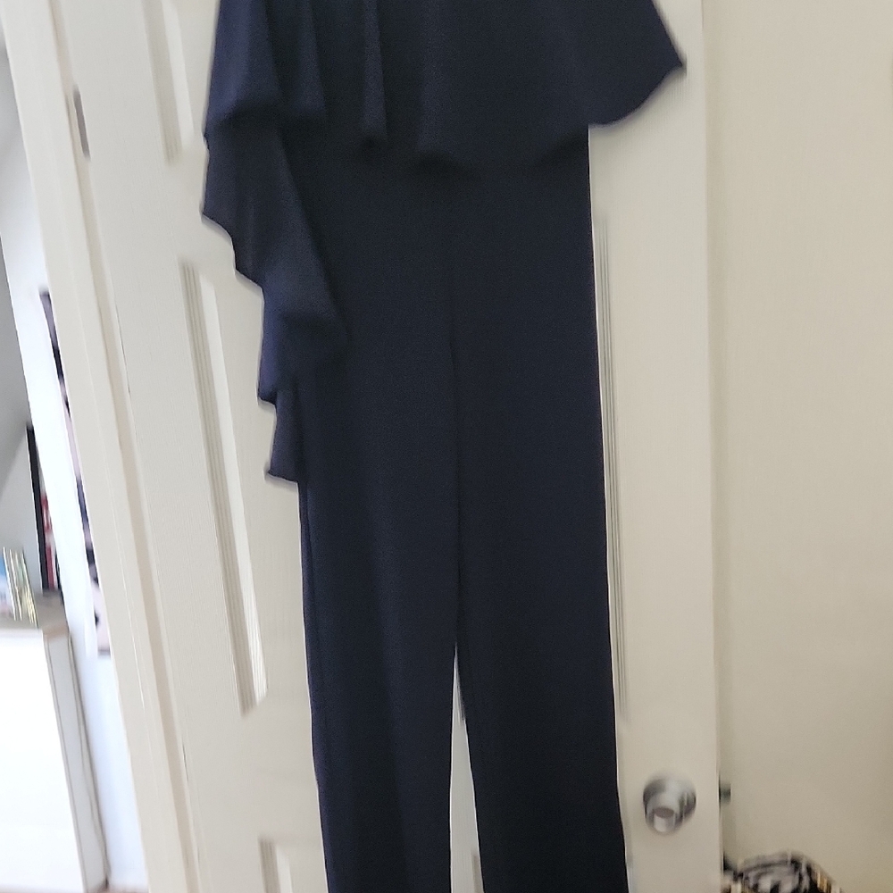 Fashion Nova Midnight Blue Ruffled Jumpsuit